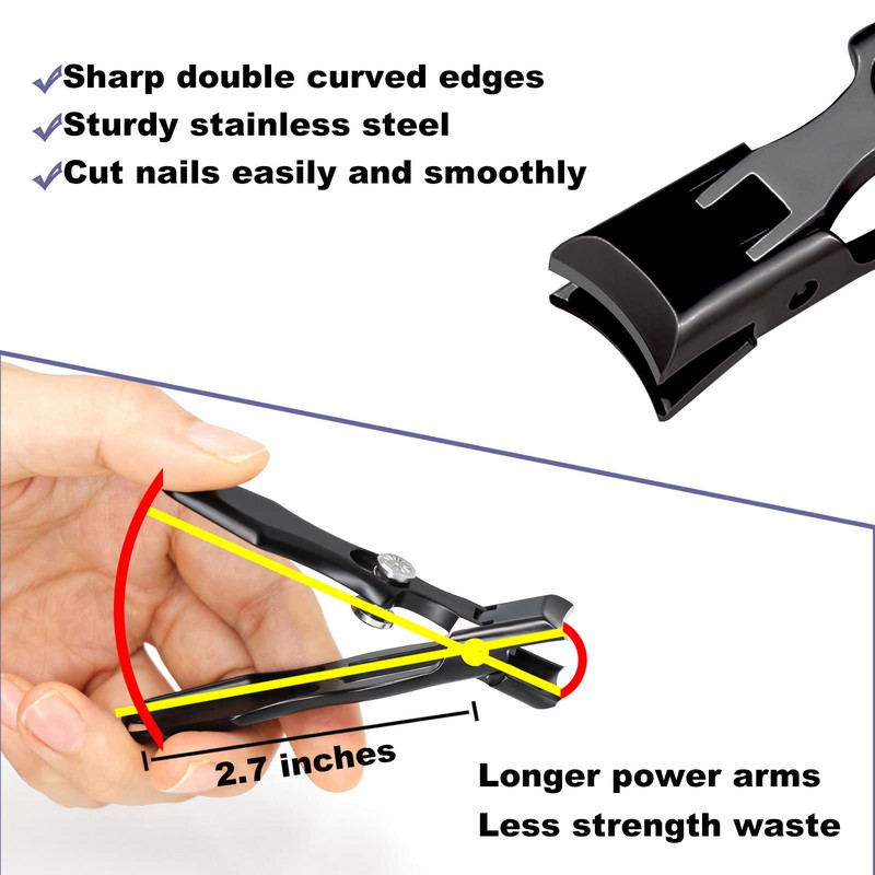 Νυχοκόπτη ποδιών για χοντρά νύχια Κλείδωμα ασφαλείας Εξαιρετικά μεγάλο φαρδύ άνοιγμα γνάθου βαρέως τύπου κόφτης νυχιών χωρίς πιτσίλισμα για άνδρες γυναίκες