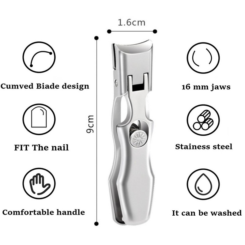 Dispozitive de tăiat unghii cu falcă lată din oțel inoxidabil cu deschidere pentru manichiură Cutter pentru unghii pentru unghii încarnate groase, instrumente pentru foarfece
