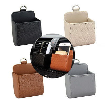 Car Outlet Vent Seat Back Tidy Storage Box PU Leather Coin Bag Case Pocket Organizer Hanging Holder Pouch Auto Accessories