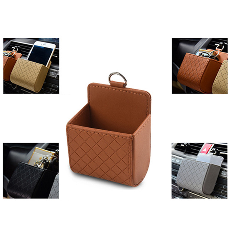 Auto väljalaskeava tuulutusava istme seljatugi Korralik hoiukast PU nahast mündikoti ümbris Tasku korraldaja rippuv hoidik kott Auto tarvikud