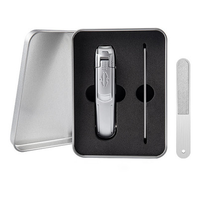 Set de tăietoare de unghii cu carcasă de metal Dispozitive de tăiat unghii Pile de tuns Pile de unghii Kit de manichiură din oțel inoxidabil Cadou pentru bărbați Tată iubit