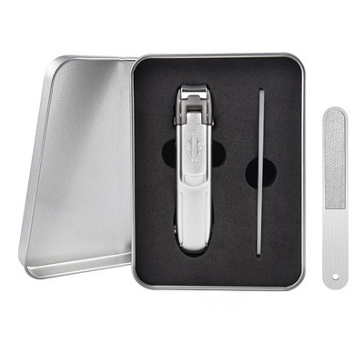 Set de tăietoare de unghii cu carcasă de metal Dispozitive de tăiat unghii Pile de tuns Pile de unghii Kit de manichiură din oțel inoxidabil Cadou pentru bărbați Tată iubit