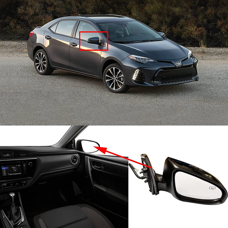 TO1320295/TO1321295 Oglinda exterioară pe partea șoferului/pasagerului pentru mașină cu încălzire electrică pliabilă manuală pentru Toyota Corolla 2014-2019