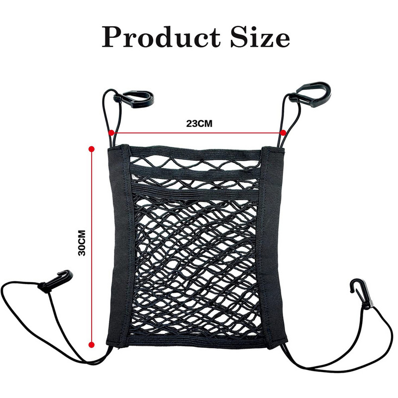 Geantă de plasă de depozitare pentru mașină cu 3 straturi între scaune Despărțitor de mașină Barieră pentru animale de companie Organizator de sac din plasă elastică extensibilă Suport de buzunar automat