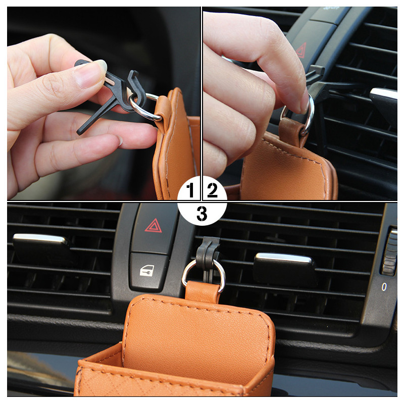 Geantă de depozitare pentru mașină Ventilație de aer Tablou de bord suspendat din piele PU Cutie organizatoare ochelari Suport telefon Depozitare Accesorii pentru interiorul mașinii