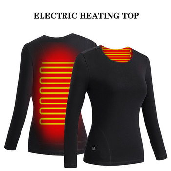 Зимно отоплително бельо Мъжки дамски интелигентни USB електрически нагреваеми термични поларени горнища Перящи се ски бельо Тениски с дълъг ръкав