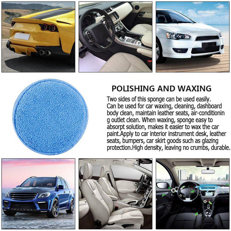 Automobilių plovimo vaškavimo kempinė 5 colių vaškavimo apvali pyrago mikropluošto poliravimo ir vaškavimo kempinė automobilinė kempinė
