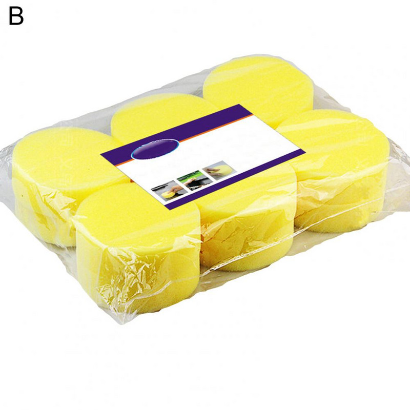 Patikima automobilių servetėlių kempinė, porėta apvali, geltona automobilių poliravimo vaško aplikatorius, automobilio valymo kempinė vaškavimo kempinė 1vnt/12vnt