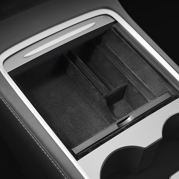 Конзола Flocking Организатор Подлакътник Кутия за съхранение за Tesla Model 3 Model Y 2021