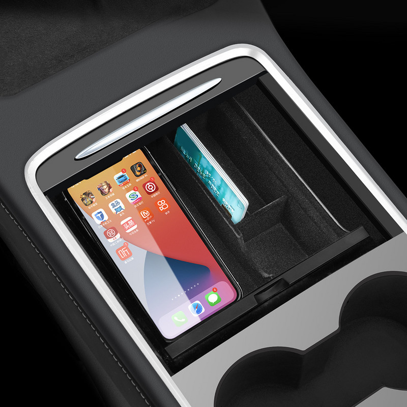 Konsolės „Flocking Organizer“ porankio laikymo dėžutė, skirta „Tesla Model 3 Model Y 2021“