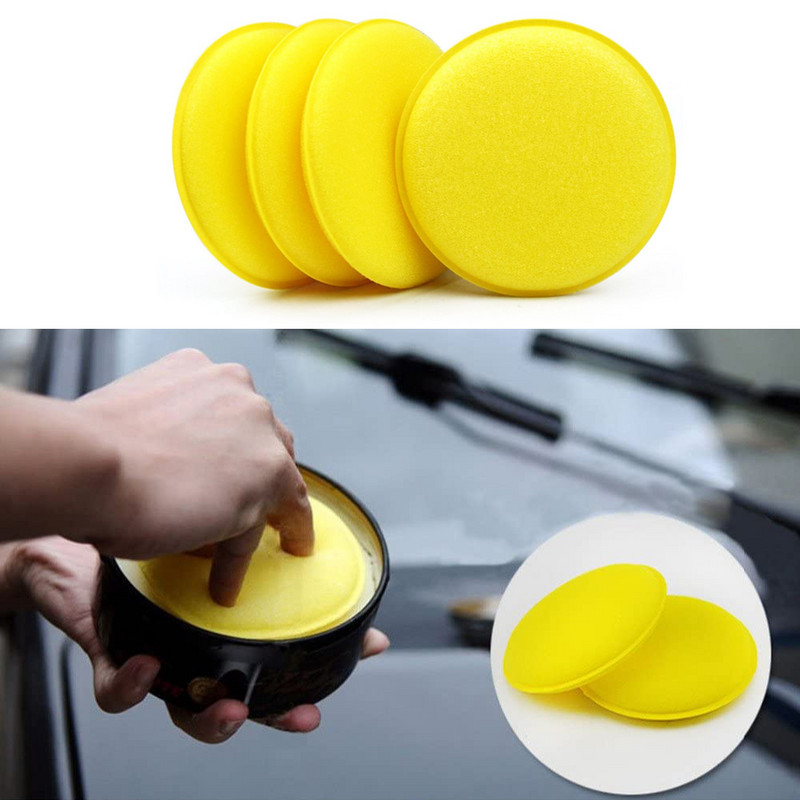12-24 bucăți, 4 inch, spumă ultra moale, aplicator de ceară, instrument de curățare cu burete de spumă rotund, cu prosop din microfibră pentru spălare gratuită