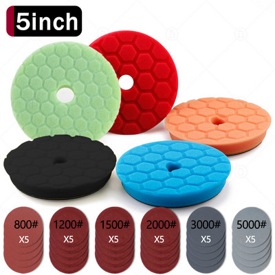 5/6 colio 125/150 mm sunkios pjovimo kempinės trinkelės Automobilio priekinių žibintų poliravimas vaškavimas Detalių plovimas Valymas Poliravimo diskų trinkelių rinkinys