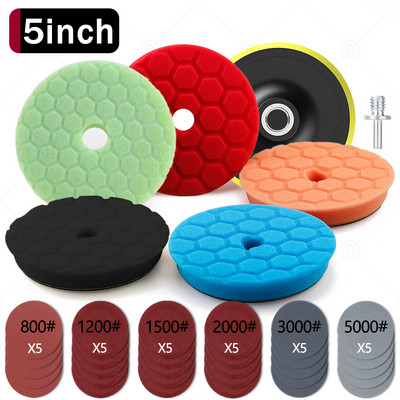 5/6 colio 125/150 mm sunkios pjovimo kempinės trinkelės Automobilio priekinių žibintų poliravimas vaškavimas Detalių plovimas Valymas Poliravimo diskų trinkelių rinkinys