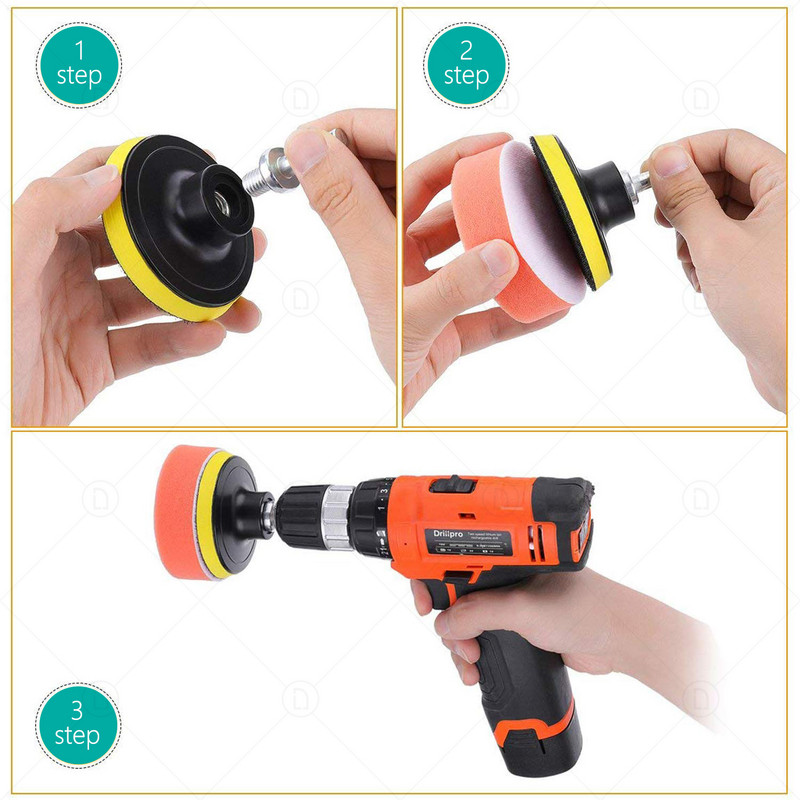 Kit de tampon de lustruire pentru detaliu auto pentru restaurarea farurilor Disc cu burete pentru ceară Auto Beauty Vopseaua pentru îngrijirea vopselei Instrument de lustruire Pad de suport