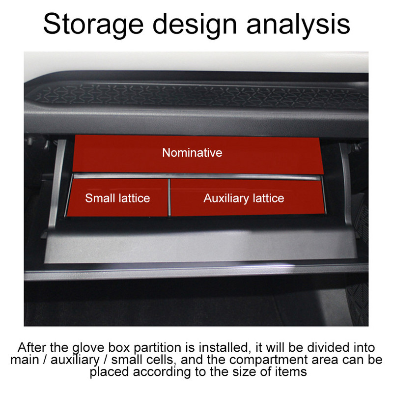 Cutie de mănuși Consolă centrală Organizator Inserție Tavă neagră Accesorii de ordonare Despărțitor Interior durabil Compatibil pentru RAV4 2021 2020