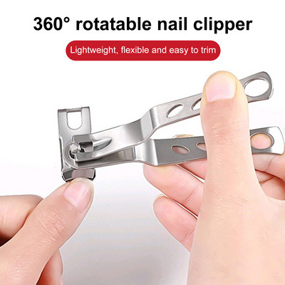 Ножица за нокти от неръждаема стомана Ножица за нокти на пръстите Професионална ножица за рязане на нокти на краката Въртене на 360 градуса Лека домашна употреба