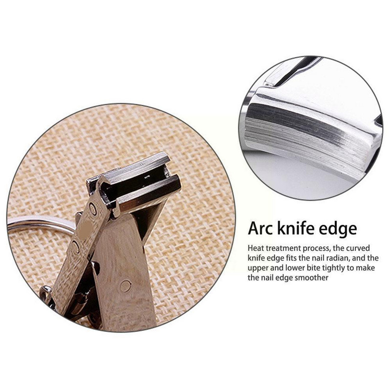 Plieninės sulankstomos nagų kirpimo mašinėlės su raktų pakabuku Nagų dilde Pirštų nagų pedikiūras Manikiūras Nagų dailės įrankiai F9w8