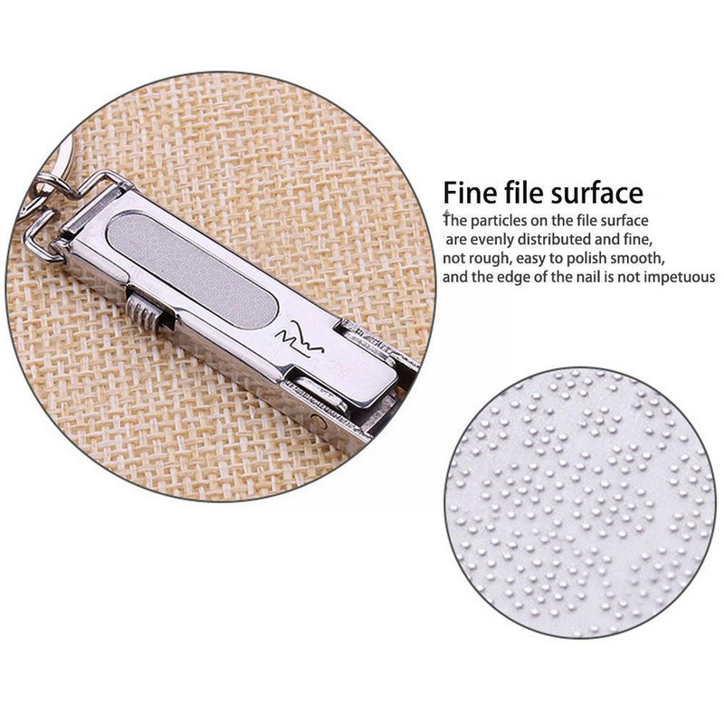 Plieninės sulankstomos nagų kirpimo mašinėlės su raktų pakabuku Nagų dilde Pirštų nagų pedikiūras Manikiūras Nagų dailės įrankiai F9w8