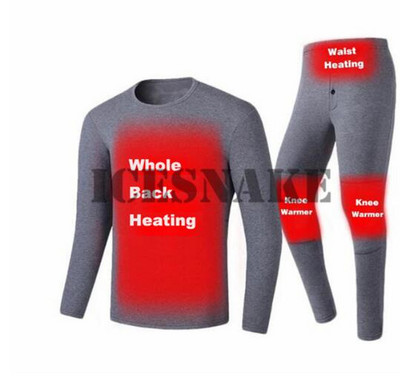 Téli fűtött alsónemű Polár bélésű, melegítő, melegítő fehérnemű készlet USB elektromos fűthető pólók és nadrágok akkumulátoros síruházat