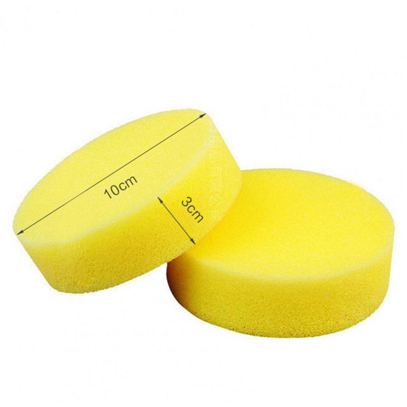 1vnt/12vnt Patvarus automobilių vaškavimo poliravimo putplasčio kempinė apvali automobilinė putų kempinė geltona automobilių poliravimo vaško aplikatoriaus padelis namams
