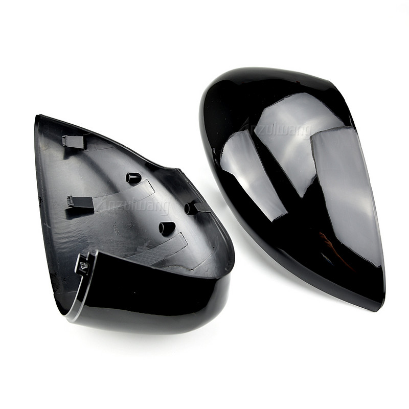 2Pcs ярко черен капак на огледалото за обратно виждане на вратата на крилото за Ford за Fiesta MK7 2008 2009 2010 2011 2012 2013 2014 2015 2016 2017