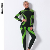 Costum de lenjerie termică pentru femei, iarnă, cu uscare rapidă, seturi de lenjerie de corp termo sportivă, pentru femei, schi, fitness, gimnastică, set de pantaloni lungi SK004