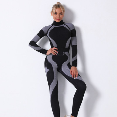 Costum de lenjerie termică pentru femei, iarnă, cu uscare rapidă, seturi de lenjerie de corp termo sportivă, pentru femei, schi, fitness, gimnastică, set de pantaloni lungi SK004