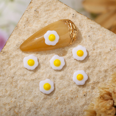 50 de bucăți 3D Nail Art Ornament de flori de ou poșat pentru decorațiuni de unghii, rășină colorată, cu stras pentru unghii, accesoriu pentru manichiură