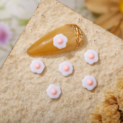 50 de bucăți 3D Nail Art Ornament de flori de ou poșat pentru decorațiuni de unghii, rășină colorată, cu stras pentru unghii, accesoriu pentru manichiură