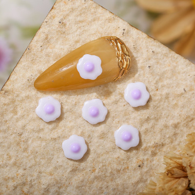 50 de bucăți 3D Nail Art Ornament de flori de ou poșat pentru decorațiuni de unghii, rășină colorată, cu stras pentru unghii, accesoriu pentru manichiură