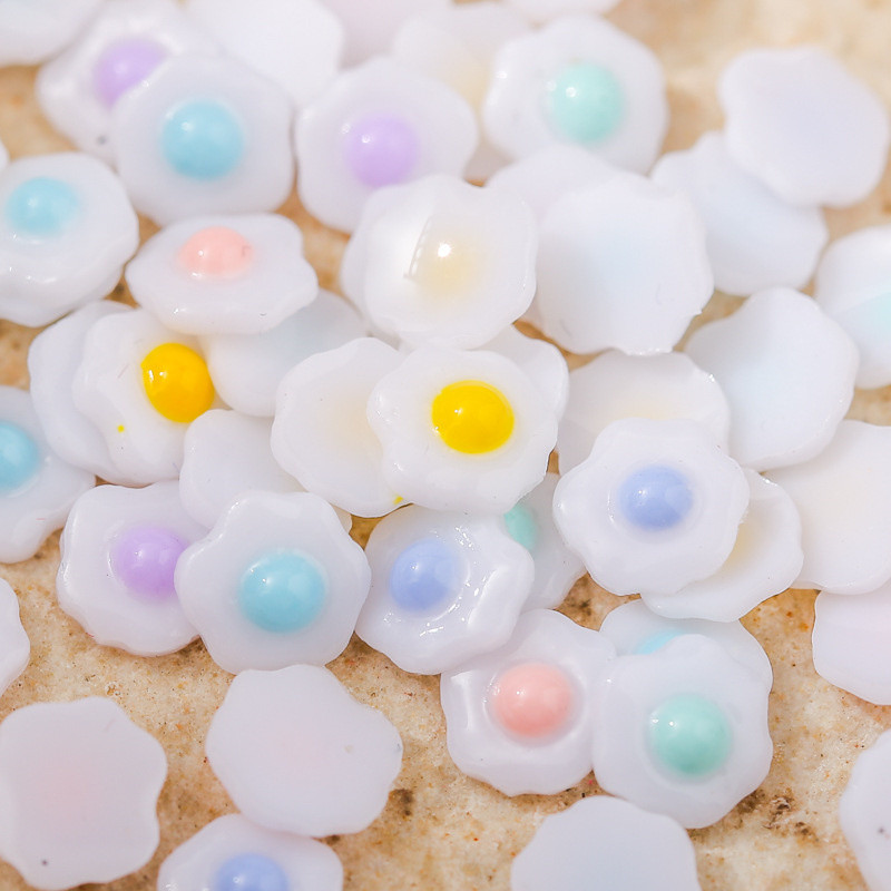 50 de bucăți 3D Nail Art Ornament de flori de ou poșat pentru decorațiuni de unghii, rășină colorată, cu stras pentru unghii, accesoriu pentru manichiură