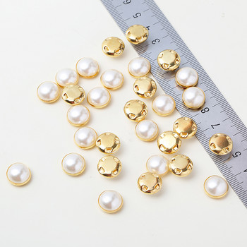 RESEN 6 χιλιοστά 8 χιλιοστά, 10 χιλιοστά, 12 χιλιοστά Ράψτε σε πέρλες για φορέματα με χρυσό νύχι/στρασάκια με νύχι με στρογγυλό μαργαριτάρι κουμπί ράψιμο σε πέτρες