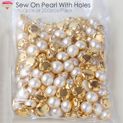RESEN 6mm 8mm, 10mm, 12mm Cusut perle pentru rochii cu gheare auriu/sliver gheare strasuri rotunde perle nasturi cusut pe pietre