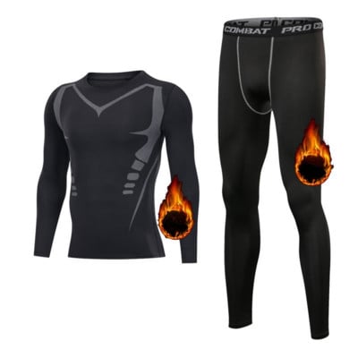 Set de lenjerie termică de iarnă pentru bărbați, primul strat, pantaloni lungi de schi, motocicletă, baschet, sport, compresie, uscare rapidă, costum cald S-3XL