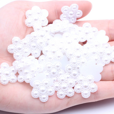 Imitație de perle margele ABS Flatback Fulg de zăpadă Perle formă de flori Perle de mărgele cu spate plat pentru frumusețe de unghii Decalcomanii Husă pentru telefon