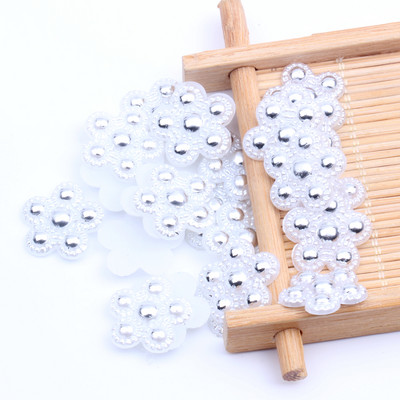 Imitație de perle margele ABS Flatback Fulg de zăpadă Perle formă de flori Perle de mărgele cu spate plat pentru frumusețe de unghii Decalcomanii Husă pentru telefon