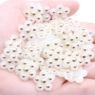 Imitație de perle margele ABS Flatback Fulg de zăpadă Perle formă de flori Perle de mărgele cu spate plat pentru frumusețe de unghii Decalcomanii Husă pentru telefon