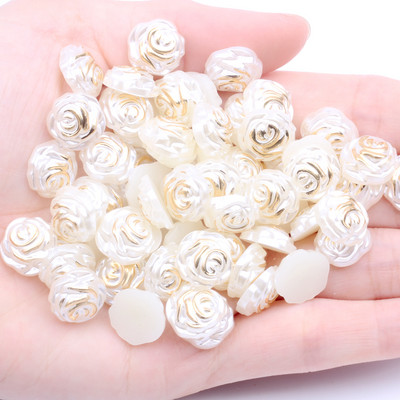 Imitație de perle margele ABS Flatback Fulg de zăpadă Perle formă de flori Perle de mărgele cu spate plat pentru frumusețe de unghii Decalcomanii Husă pentru telefon