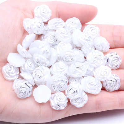 Imitație de perle margele ABS Flatback Fulg de zăpadă Perle formă de flori Perle de mărgele cu spate plat pentru frumusețe de unghii Decalcomanii Husă pentru telefon