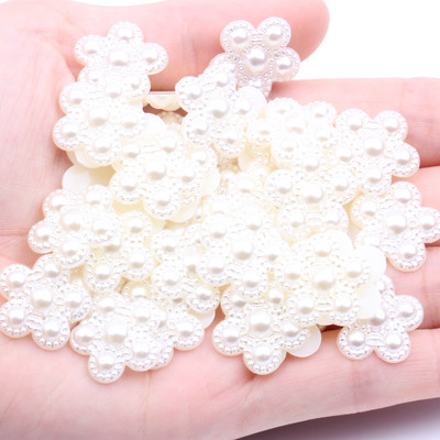 Imitație de perle margele ABS Flatback Fulg de zăpadă Perle formă de flori Perle de mărgele cu spate plat pentru frumusețe de unghii Decalcomanii Husă pentru telefon