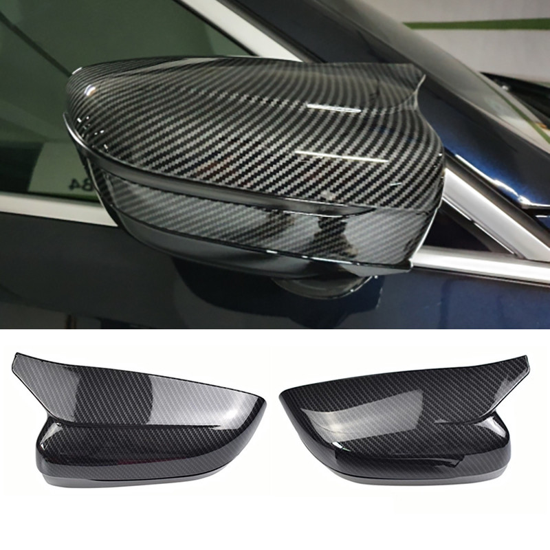 Capac pentru oglindă retrovizoare laterală pentru mașină, acoperire neagră a capacului 1 pereche LHD RHD Fibră de carbon pentru BMW Seria 5 7 G30 G38 G11 G12 17-20 Accesorii