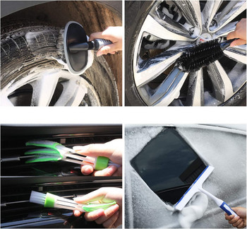 NUKASEN 22 τεμ. Σετ εργαλείων καθαρισμού πλυντηρίου αυτοκινήτου Σετ λεπτομέρειας αυτοκινήτου Πτυσσόμενος κάδος πλύσης Πετσέτες σφουγγαριού Tire Brush Care Care