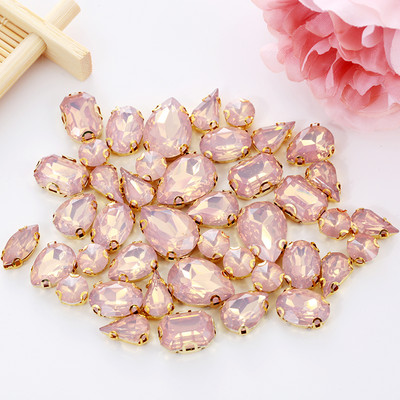 Mix de 50 buc. Strasuri Opal Champange Auriu Cu Gheare Rășină Plastică Piatră Champange Cusut Pentru Decorare Accesorii pentru pantofi DIY