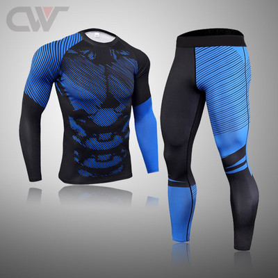 Iarna Nou Set de lenjerie de schi pentru bărbați Îmbrăcăminte termică de compresie Fitness MMA Seturi de alergare Bărbați Îmbrăcăminte sport Rashguard Bărbați