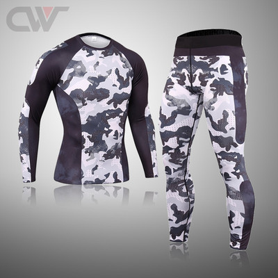 Iarna Nou Set de lenjerie de schi pentru bărbați Îmbrăcăminte termică de compresie Fitness MMA Seturi de alergare Bărbați Îmbrăcăminte sport Rashguard Bărbați