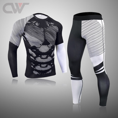 Iarna Nou Set de lenjerie de schi pentru bărbați Îmbrăcăminte termică de compresie Fitness MMA Seturi de alergare Bărbați Îmbrăcăminte sport Rashguard Bărbați