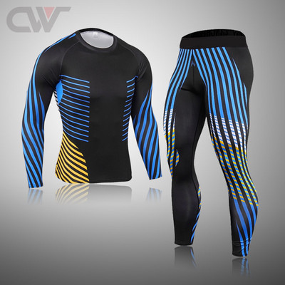 Iarna Nou Set de lenjerie de schi pentru bărbați Îmbrăcăminte termică de compresie Fitness MMA Seturi de alergare Bărbați Îmbrăcăminte sport Rashguard Bărbați