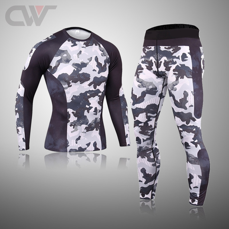 Iarna Nou Set de lenjerie de schi pentru bărbați Îmbrăcăminte termică de compresie Fitness MMA Seturi de alergare Bărbați Îmbrăcăminte sport Rashguard Bărbați