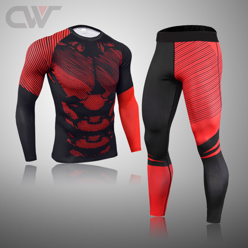 Iarna Nou Set de lenjerie de schi pentru bărbați Îmbrăcăminte termică de compresie Fitness MMA Seturi de alergare Bărbați Îmbrăcăminte sport Rashguard Bărbați