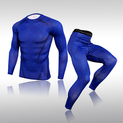 Set de lenjerie termică de iarnă Îmbrăcăminte sportivă pentru bărbați Alergare Strat de bază cald Compresie Set lenjerie de schi Colanți Costum de jogging Sală pentru bărbați